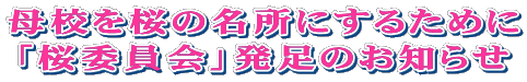 母校を桜の名所にするために 「桜委員会」発足のお知らせ